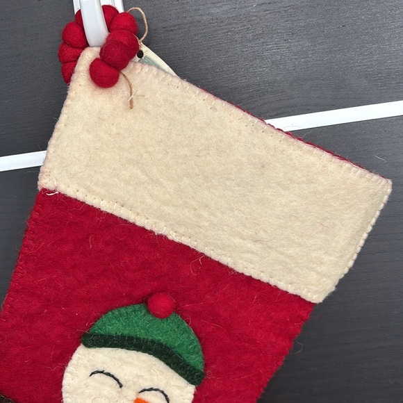 Arcadia Home Cream and Red Jolly Snowman Holiday Stocking - Picture 4 of 12